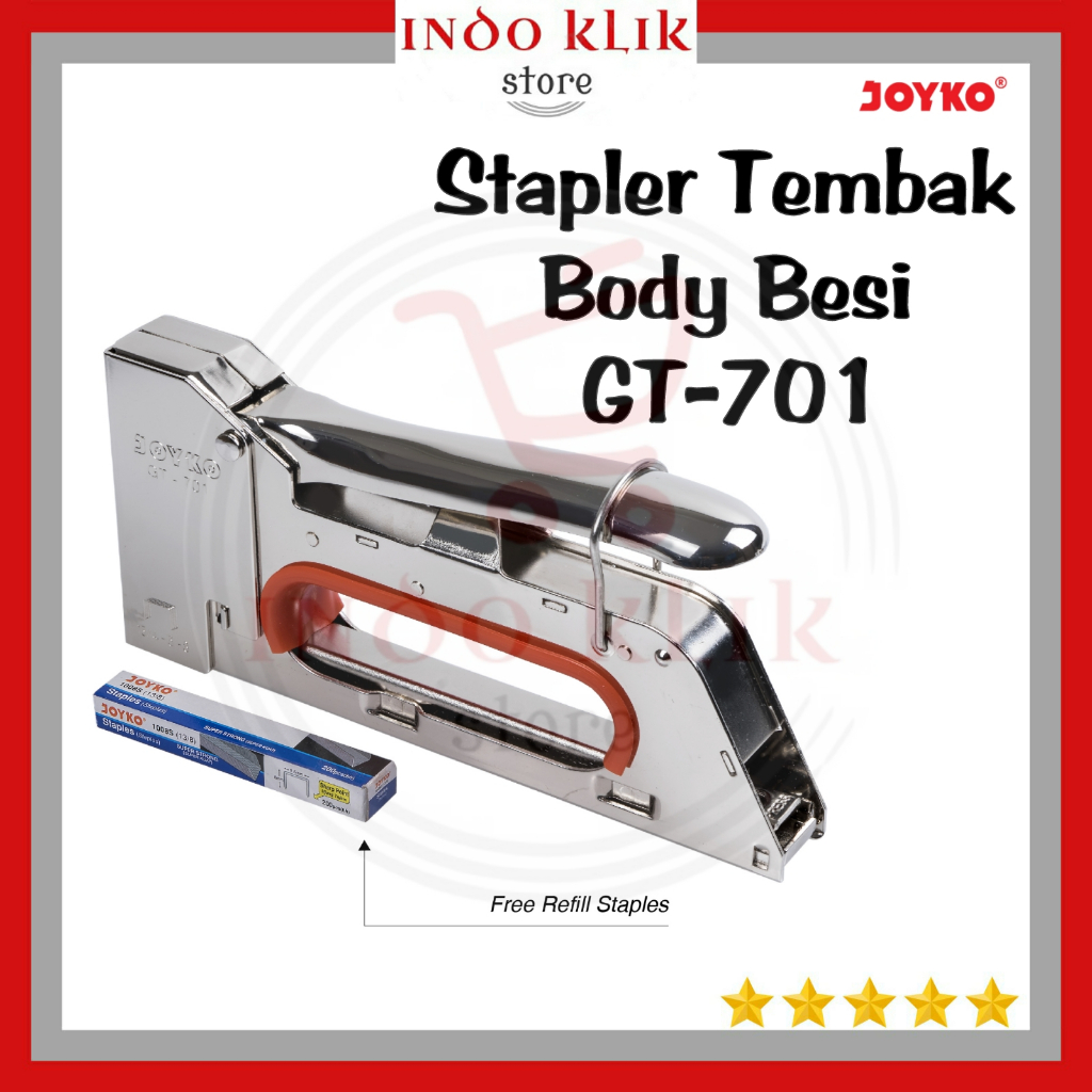 

Mesin Stapler Tembak GT-701 Body Besi Joyko / Gun Tacker Metal GT 701 / Stapler Sofa GT701