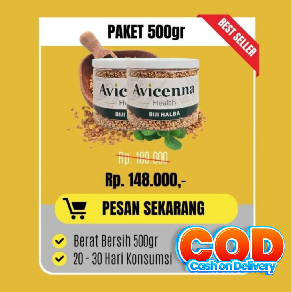 

PEMBESAR PAYUDARA (PAKET 500G) BIJI HALBA/HULBAH Avicenna Health (Asli) 500g