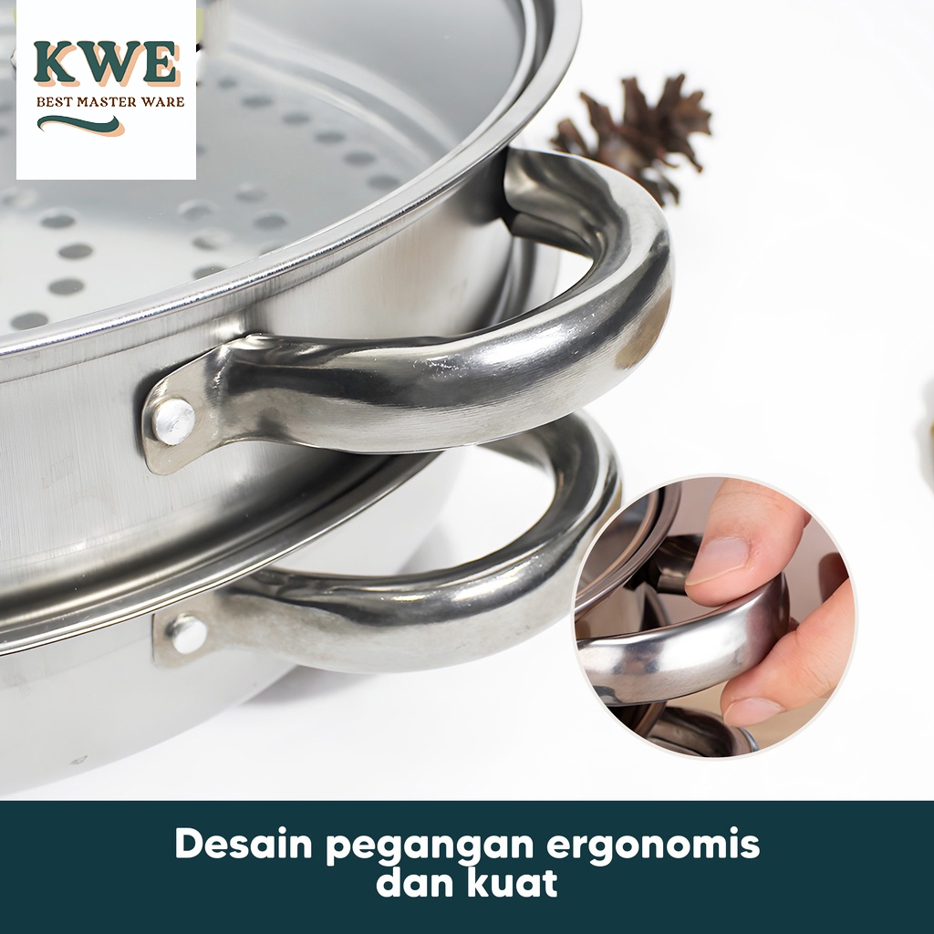 Kwe Panci 2 Susun Besar Kukus Steamer Stainless 28Cm Panci Kukus Set Panci Sup Steamer Ikan Bakpao