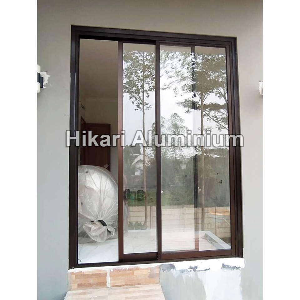 Pintu Geser Aluminium Rel Atas Bawah, Sliding Door Aluminium