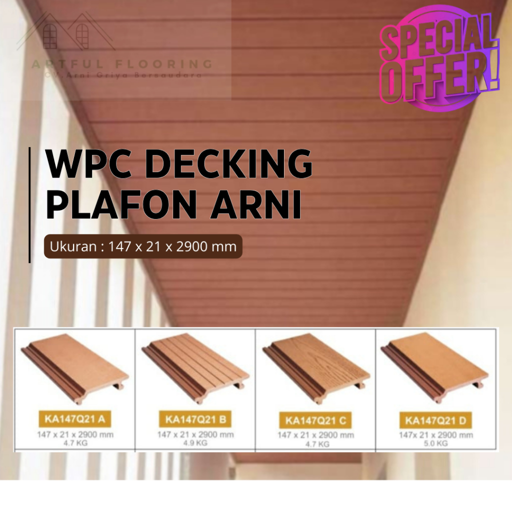 PROMO WPC PLAFON/ CEILING ARNI Outdoor anti rayap dan air