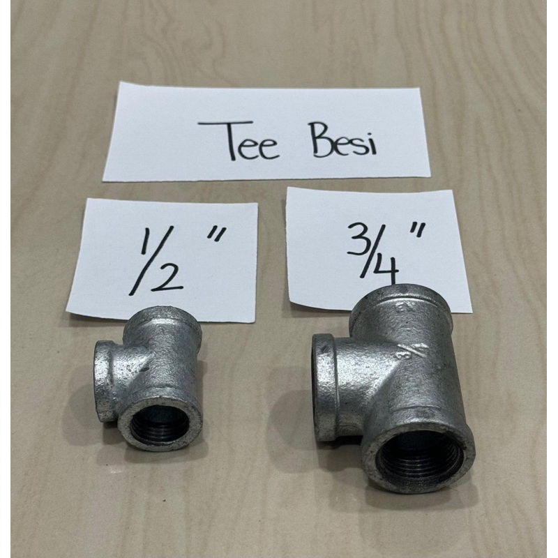 (HARGA 1buah) Tee besi galvanis 1/2” inci tee drat dalam vlock galvaniz 0.5” inchi reducer tees besi