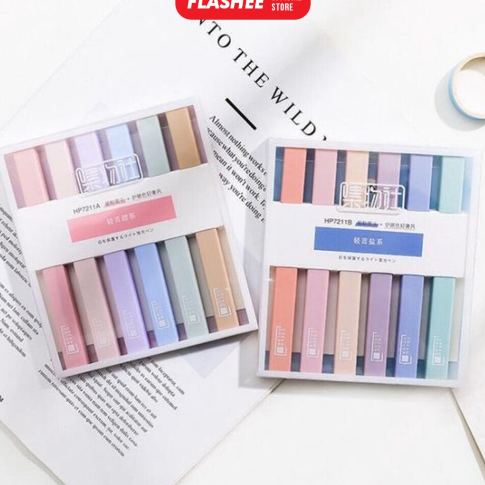 

KODE W86K Flashee Highlighter Spidol 6 PCS Highlighter 2 In 1 Double Brush Spidol Warna Pastel