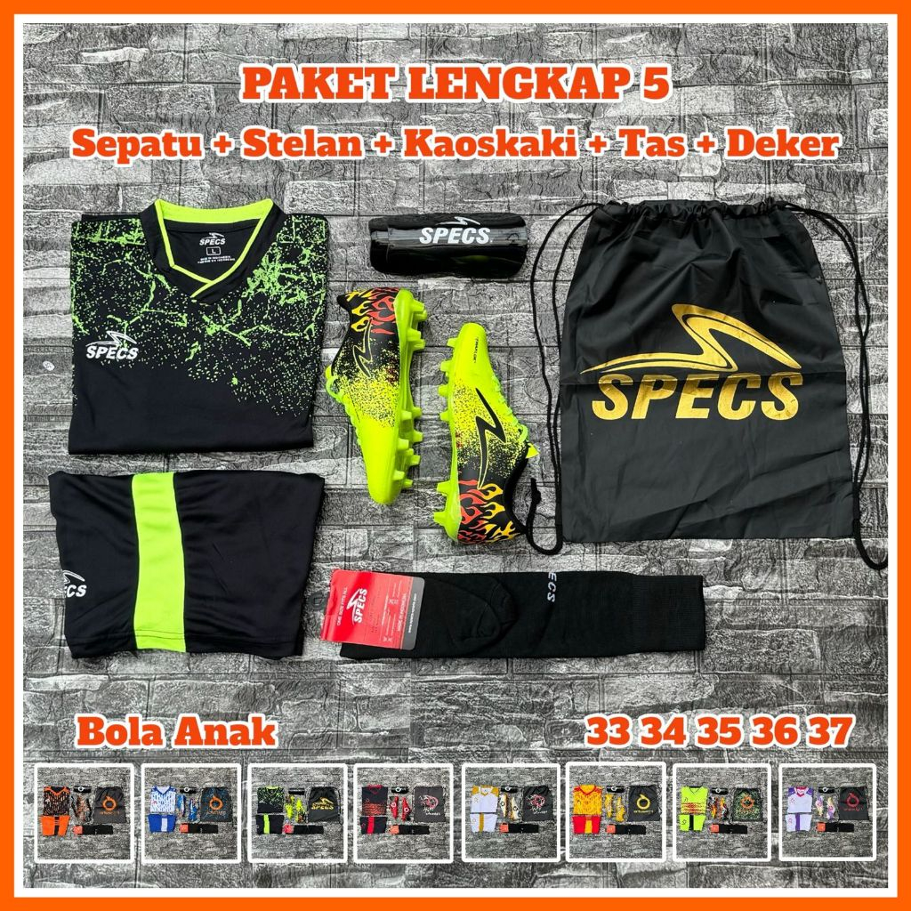 Sepatu Sepak Bola Anak Anak Ewaklok Paket Komplit 5 Sepatu bola Sepak Anak SD SMP Usia 5-15 Tahun Fu