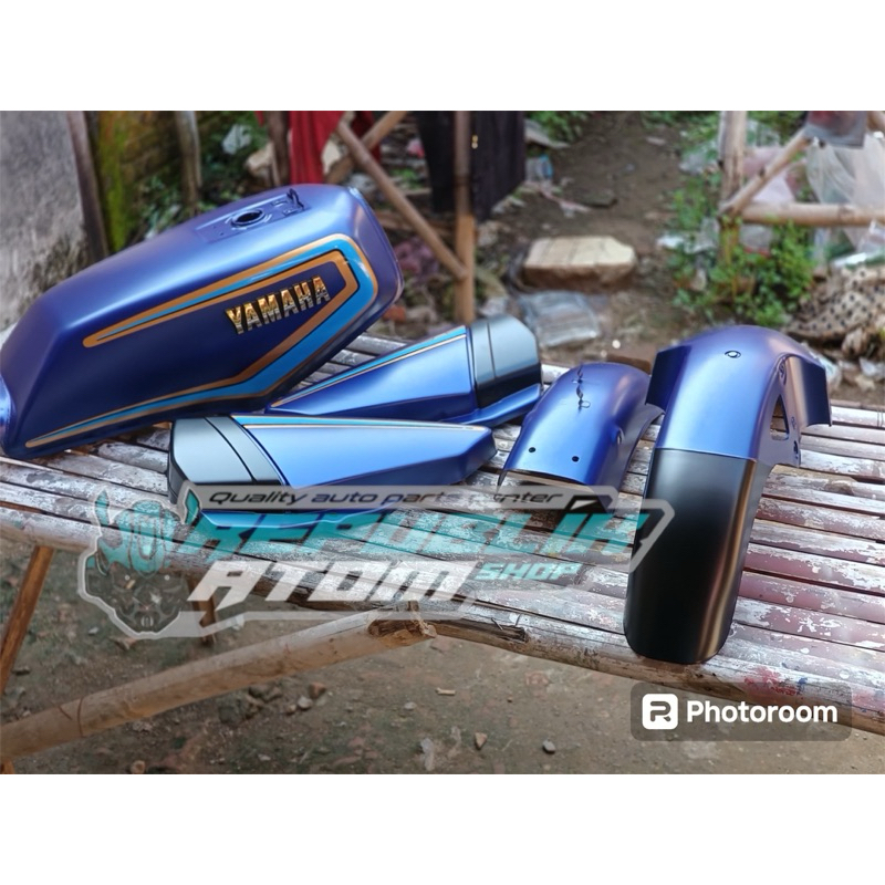 body set yamaha rx king custom biru doff tangki set rx king biru doff