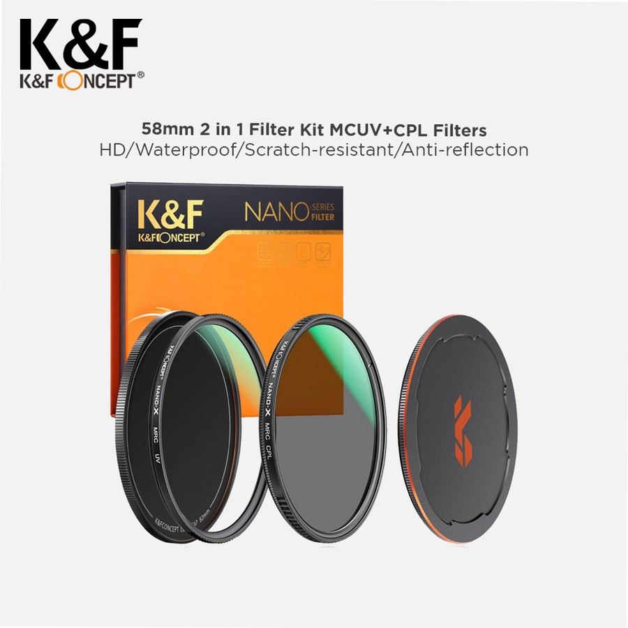 KNF Concept 58mm 2 in 1 Filter Kit UV CPL + Lenscap K&F Concept