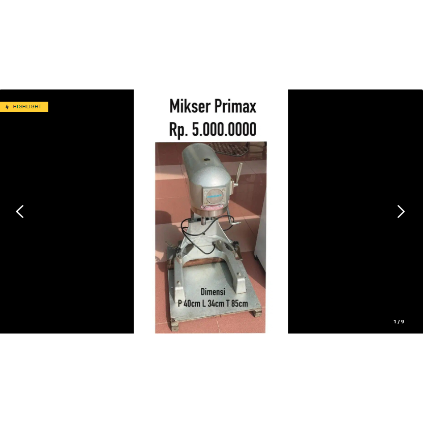 Mikser mixer adonan roti ukuran besar stainless bekas merek primax