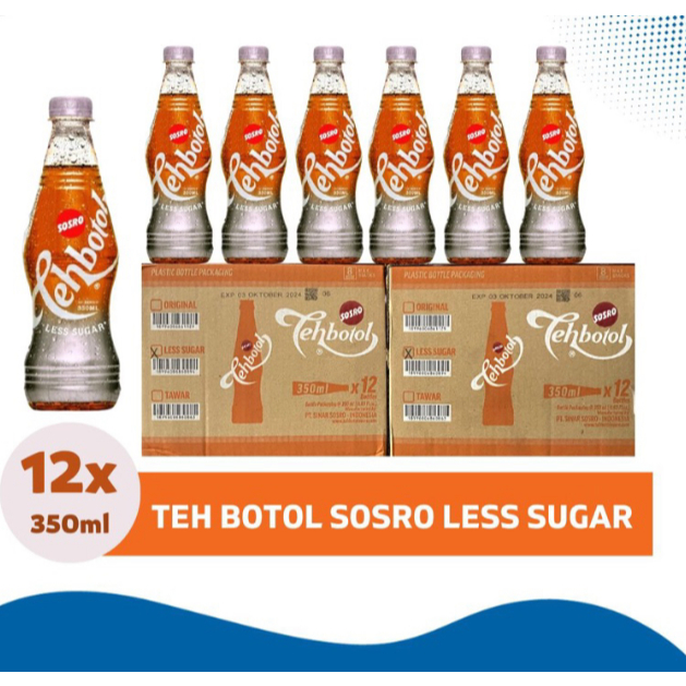 

TEH BOTOL SOSRO LESS SUGAR 350ml isi 12 botol/GROSIR/SATUAN