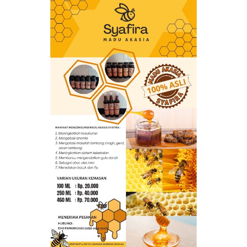 

Madu Akasia Syafira Murni 100ml, 250ml, 460ml