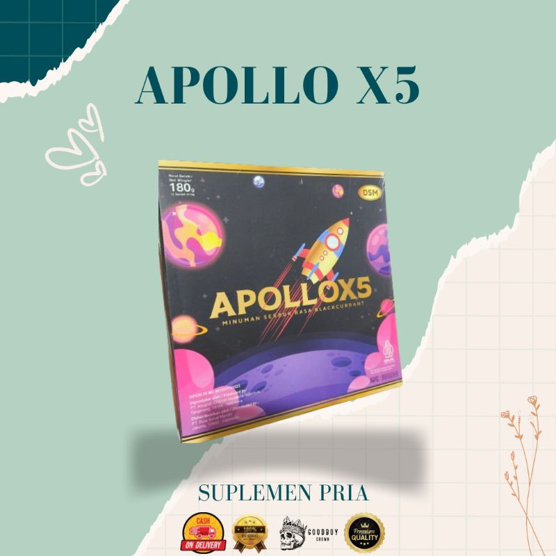 Apollo X5 1 Box Isi 12 Saset | Suplemen Stamina Pria Herbal Alami tanpa bahan kimia | Apollo 12 Gant