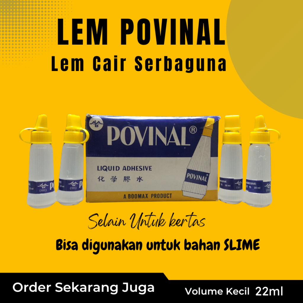 

Lem Cair Povinal 22ml serbaguna bahan membuat SLIME