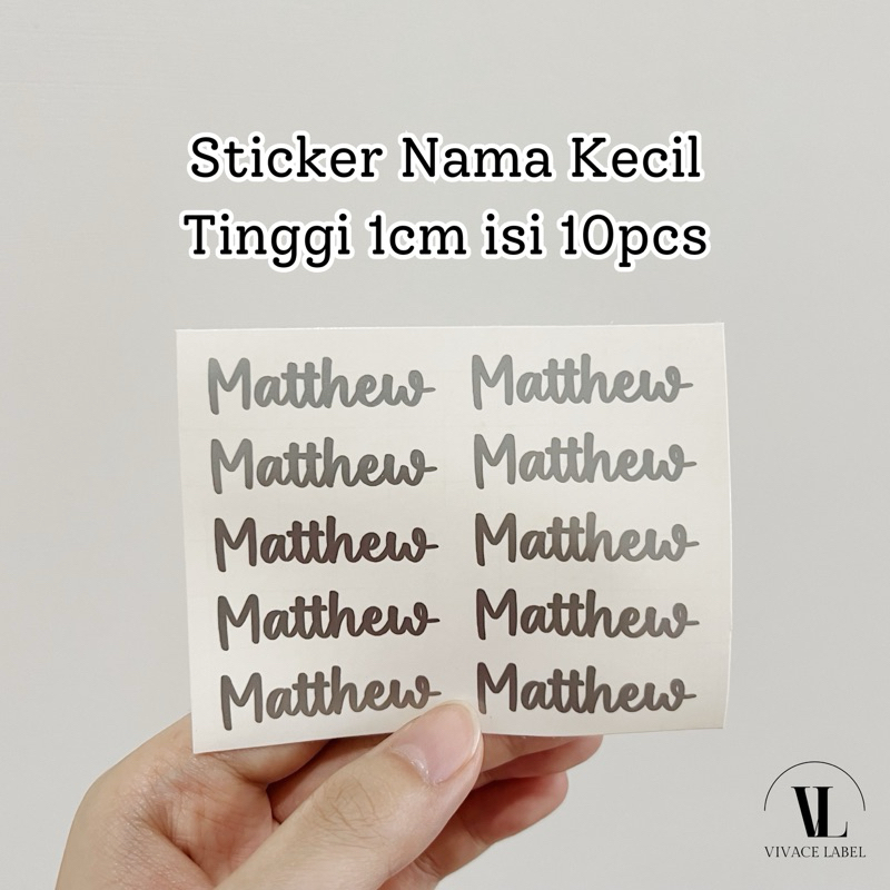 

[VIVACE] Cutting Sticker Nama Anak Sekolah Kecil isi 10pcs TINGGI 1cm SIZE S Waterproof Stiker