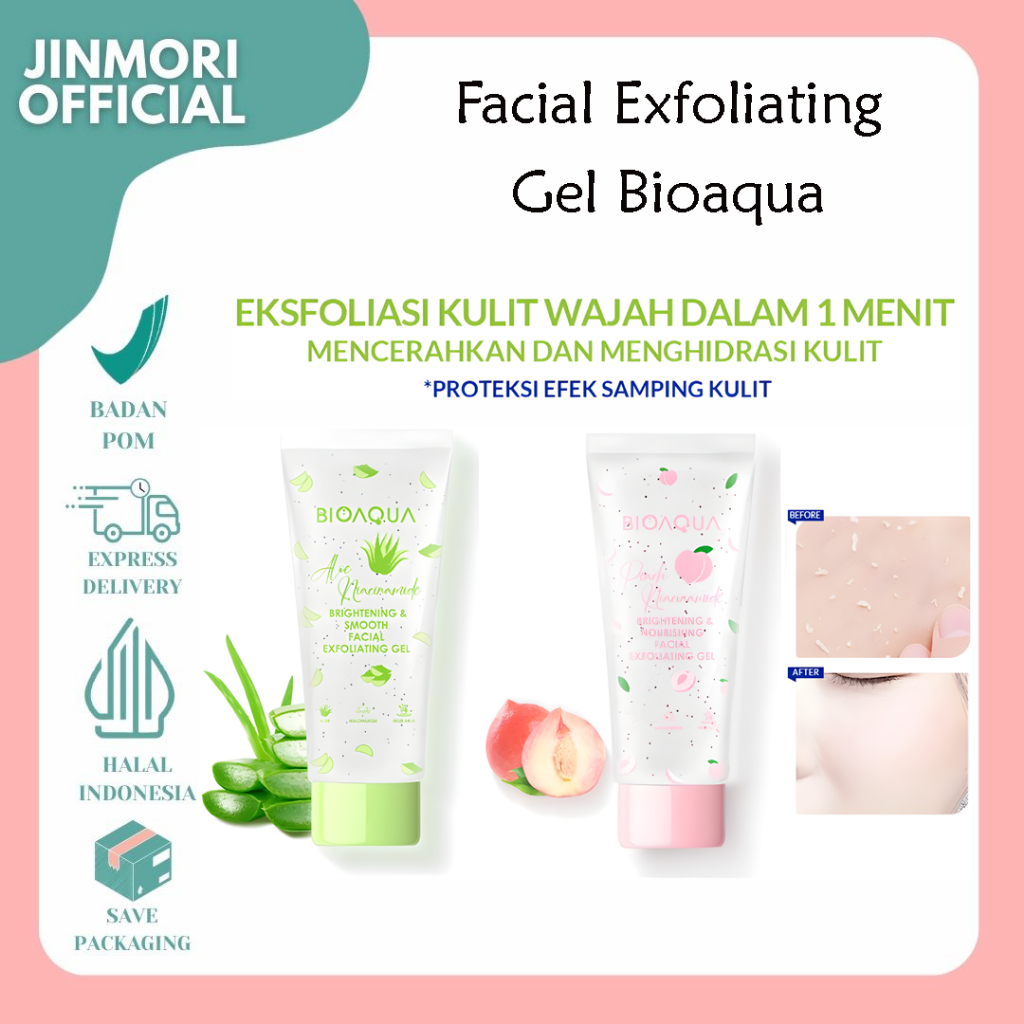 JM - [BPOM] BIOAQUA Scrub Wajah Peeling Gel Niacinamide Brightening & Smooth Facial Exfoliating Gel 