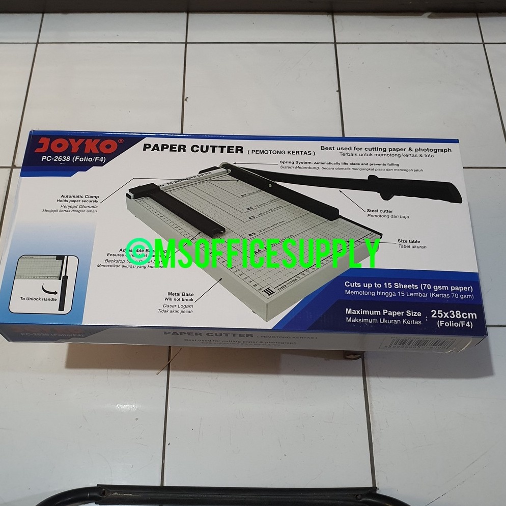 

KODE I25A pemotong kertas paper cutter F4 FOLIO JOYKO LETTER 26X38 cm pc 2638