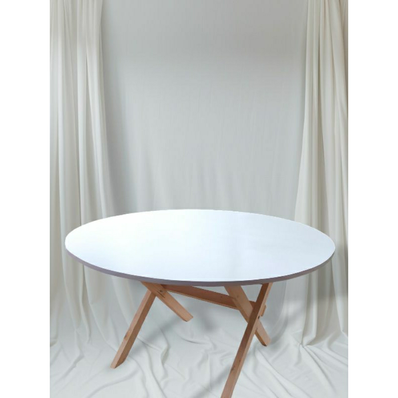 Meja bulat Lipat diameter 80cm kaki Silang Tinggi 45cm / Meja Bulat / Meja Lipat Bulat / Meja Lipat 