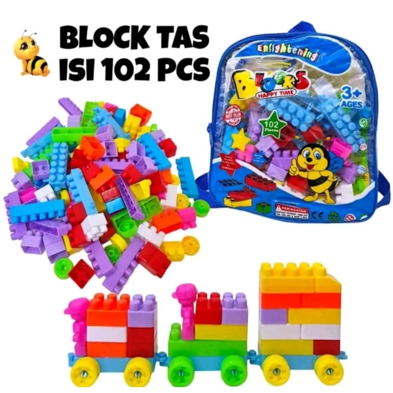 Mainan anak DIY building block robot mobil / mainan blok Lego susun tas lebah