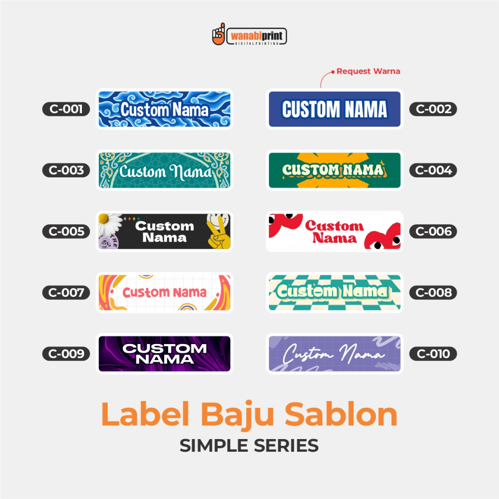 

LABEL BAJU SABLON PRAKTIS TINGGAL SETRIKA PAKAIAN | KARAKTER LUCU UNIK CUSTOM NAMA | STICKER BAJU DTF ANTI AIR STIKER TEKSTIL BRANDING BRAND VIRAL SERAGAM SEKOLAH ASRAMA KOST PONDOK PESANTREN ATLET KAOS JERSEY HAJI UMROH SIMPLE SERIES