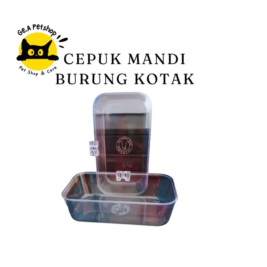 CEPUK MANDI BURUNG KOTAK WADAH MIKA PLASTIK BENING MURAI, DLL
