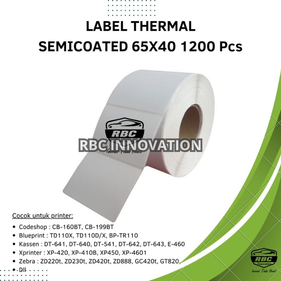 

LABEL STIKER ETIKET BARCODE 65 X 40 MM 1200PC STICKER SEMICOATED 65x40