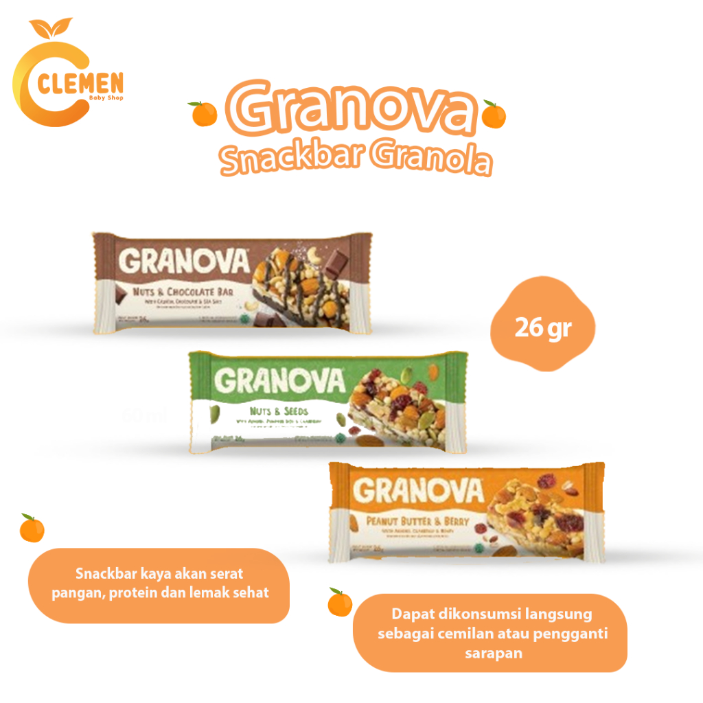 

Granova Bar - Granola 26gr / Snackbar Snack Anak, Healthy Snack, Halal