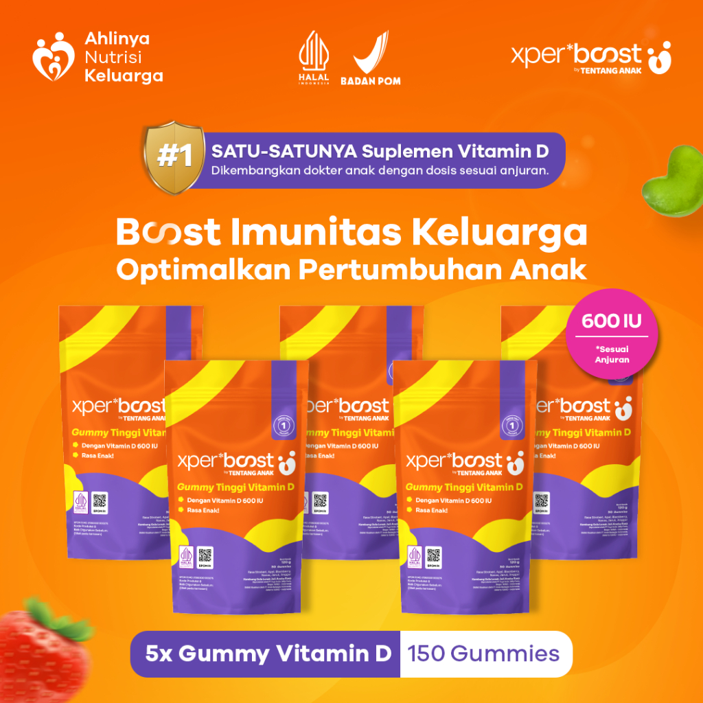 Expert Boost - Paket Bundling 5 Pouch Gummy Vitamin Anak dan Dewasa | Boost Imunitas & Pertumbuhan