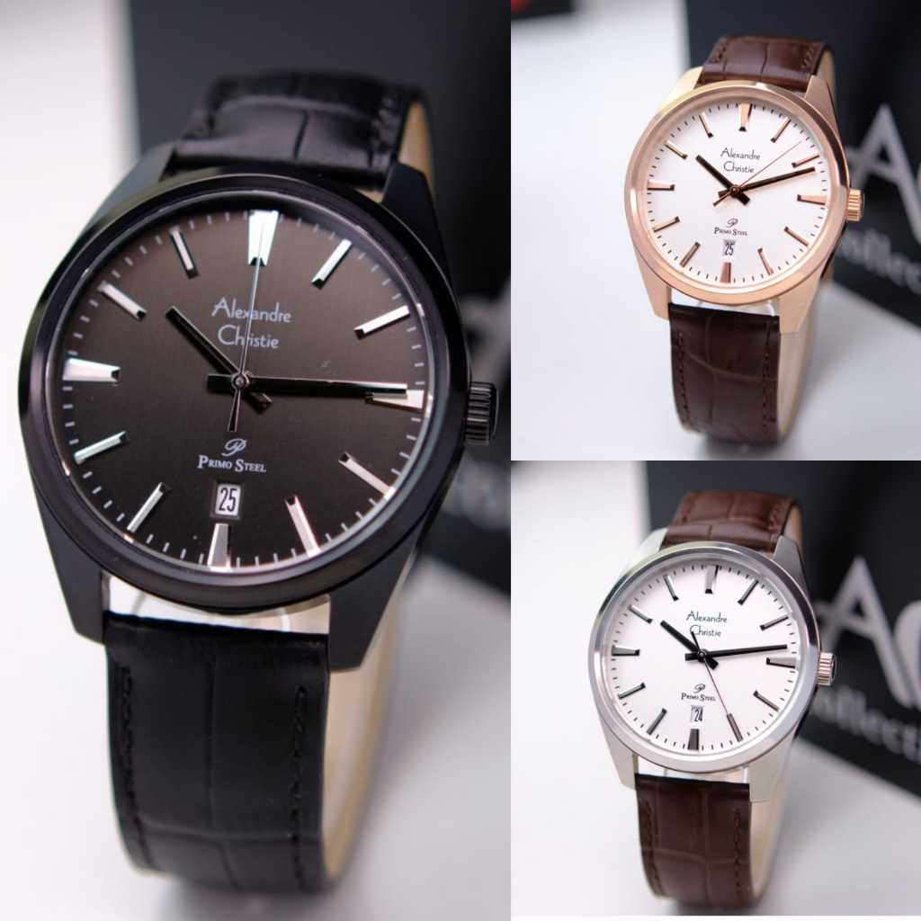 JAM TANGAN PRIA ALEXANDRE CHRISTIE AC 1035 AC1035 ROSEGOLD BROWN LEATHER ORIGINAL