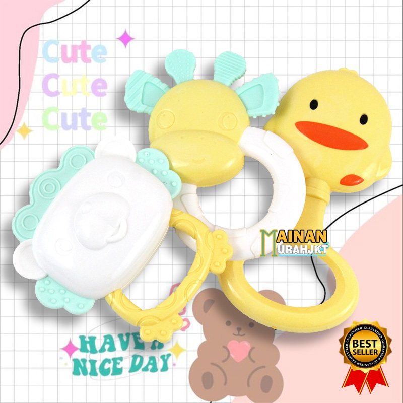 Grosir Mainan Anak Murah  Mainan Krincing Bayi Gigitan Bayi Baby Rattles Pr17658 Mainan Krincing Teether Bayi Bentuk Bebek Ikan Edukasi Anak Bayi