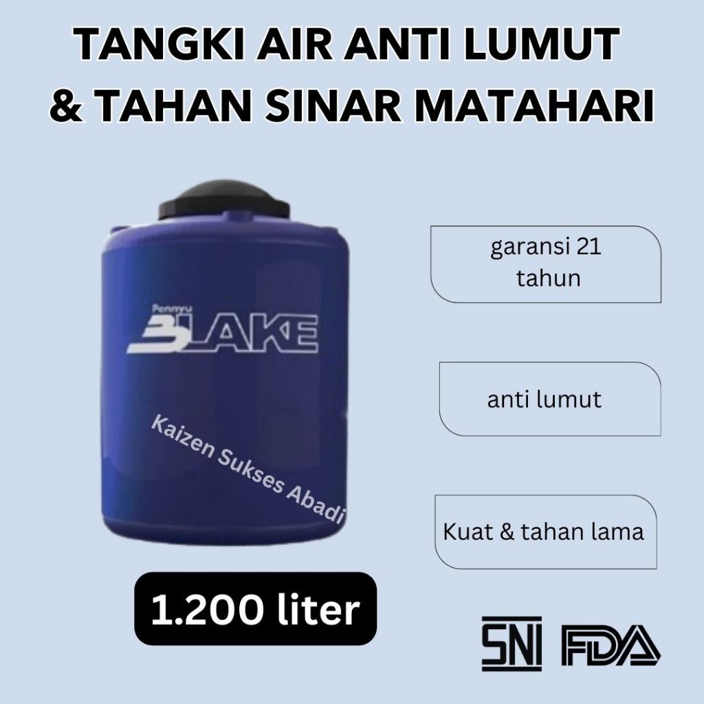 tangki toren tandon air atas rumah plastik merek pennyu penyu tipe blake black volume 1200 1100 1000
