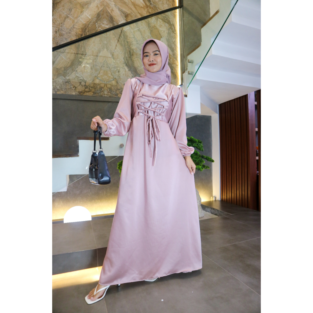 AMARA DRESS | Gamis Satin | Satin Sateen Silk | Satin Dress | Dress princess | Gaun Pesta | Gamis Ke