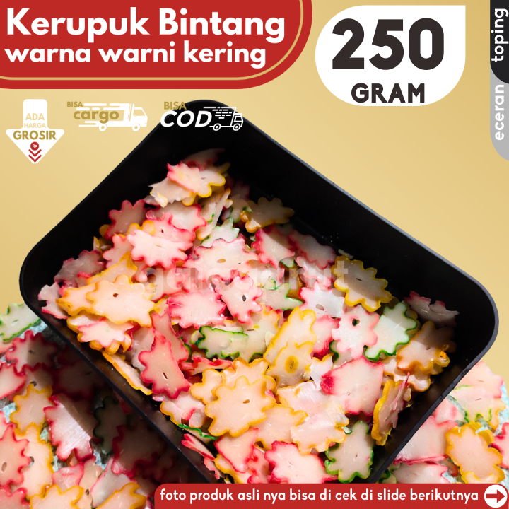 

Kerupuk Bintang isi 250g Bahan Seblak by GG (Bisa COD/Grosir/Kargo)