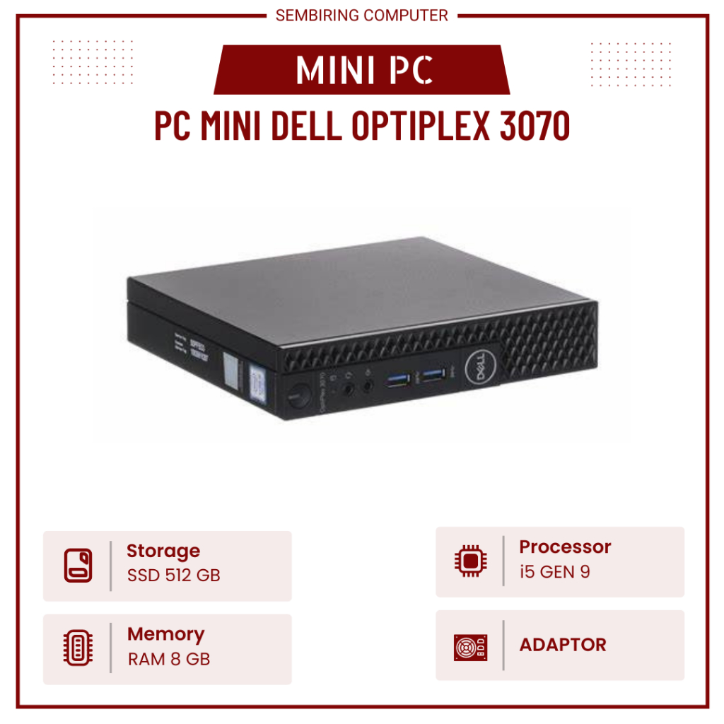 MINI PC DELL OPTIPLEX 5070/7070 I7 GEN 9 RAM 16 SSD 512 GB MURAH BERGARANSI PC MINI GENERASI 9