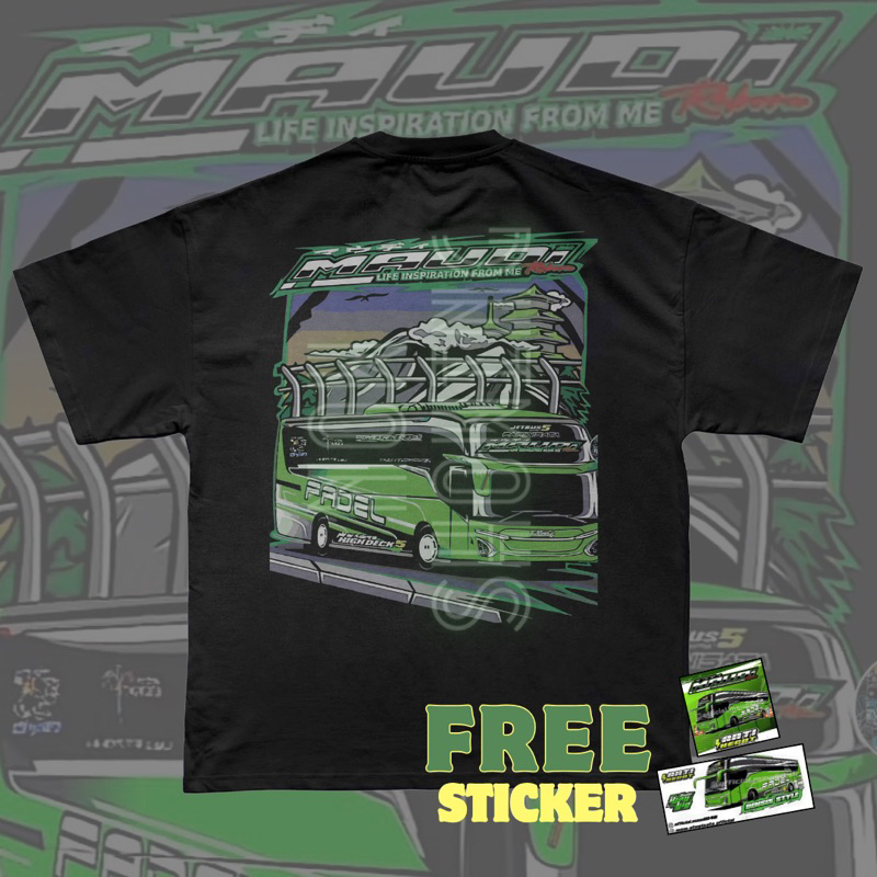 Kaos Bus Maudi Jet Bus 5 FADEL Free Sticker