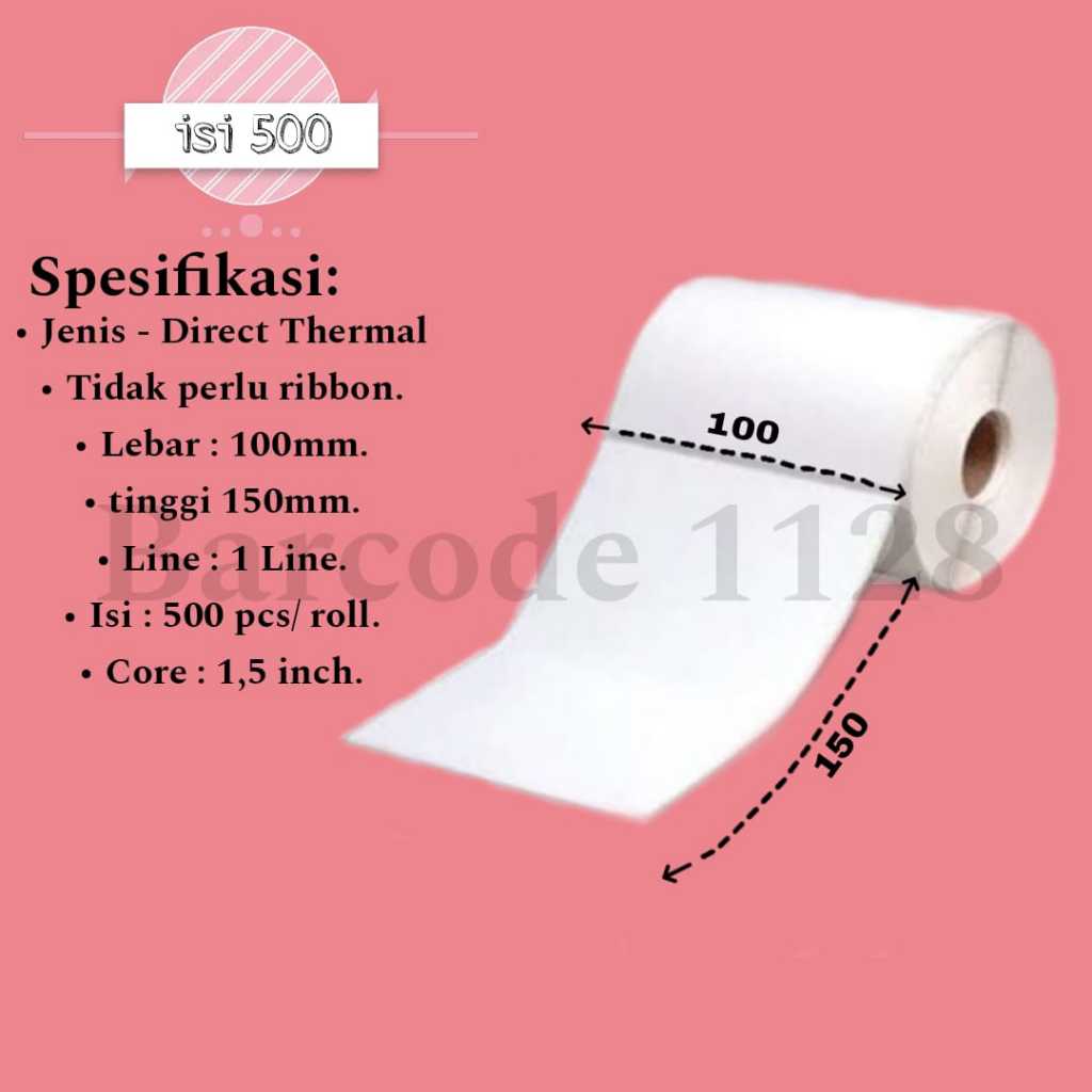 

LABEL BARCODE THERMAL 100x150mm STICKER THERMAL 100x150mm (500pcs)