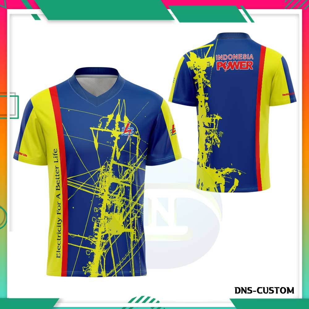 Kaos Pria PLN Listrik Pintar Lengan Pendek Baju Jersey Pria PLN Fullprint