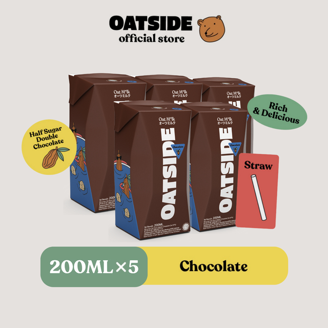 

OATSIDE Oat Milk Chocolate Straw (Kemasan dengan Sedotan) 200ml x 5 pcs