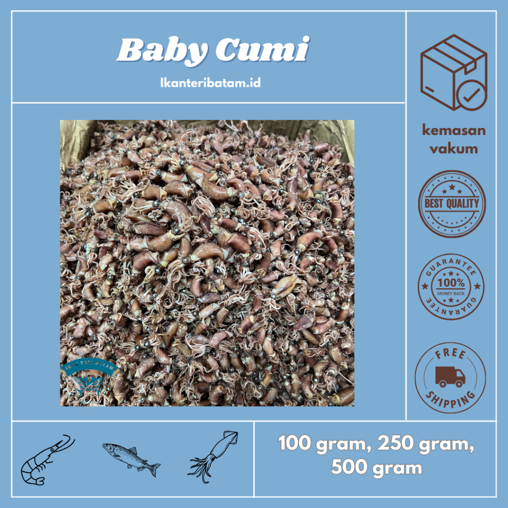 

Baby Cumi Asin Kemasan Vakum - Kualitas Premium - Ikan Teri Batam