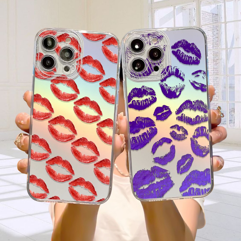 Case Hologram OPPO A5S A11K A12 A7 A15 A15S A57 A77S A58 4G Motif ( KISS ) Softcase Hologram Bening 