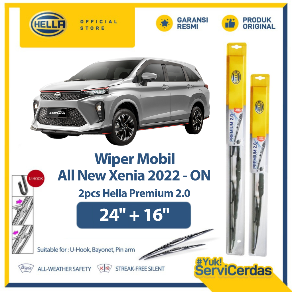 Wiper Mobil DAIHATSU All New Xenia 2022 24" + 16" (2pcs) - HELLA Premium 2.0