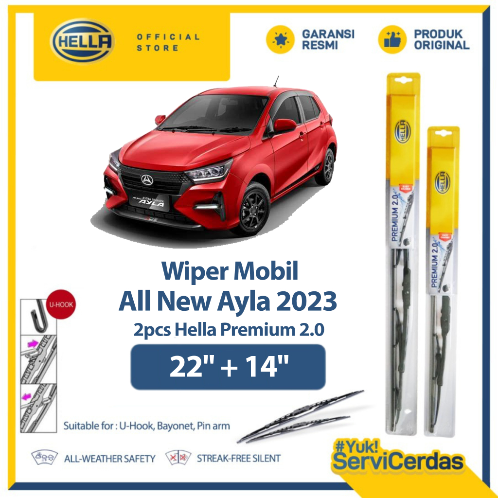 Wiper Mobil DAIHATSU All new Ayla 22" + 14" (2pcs) - HELLA Premium 2.0