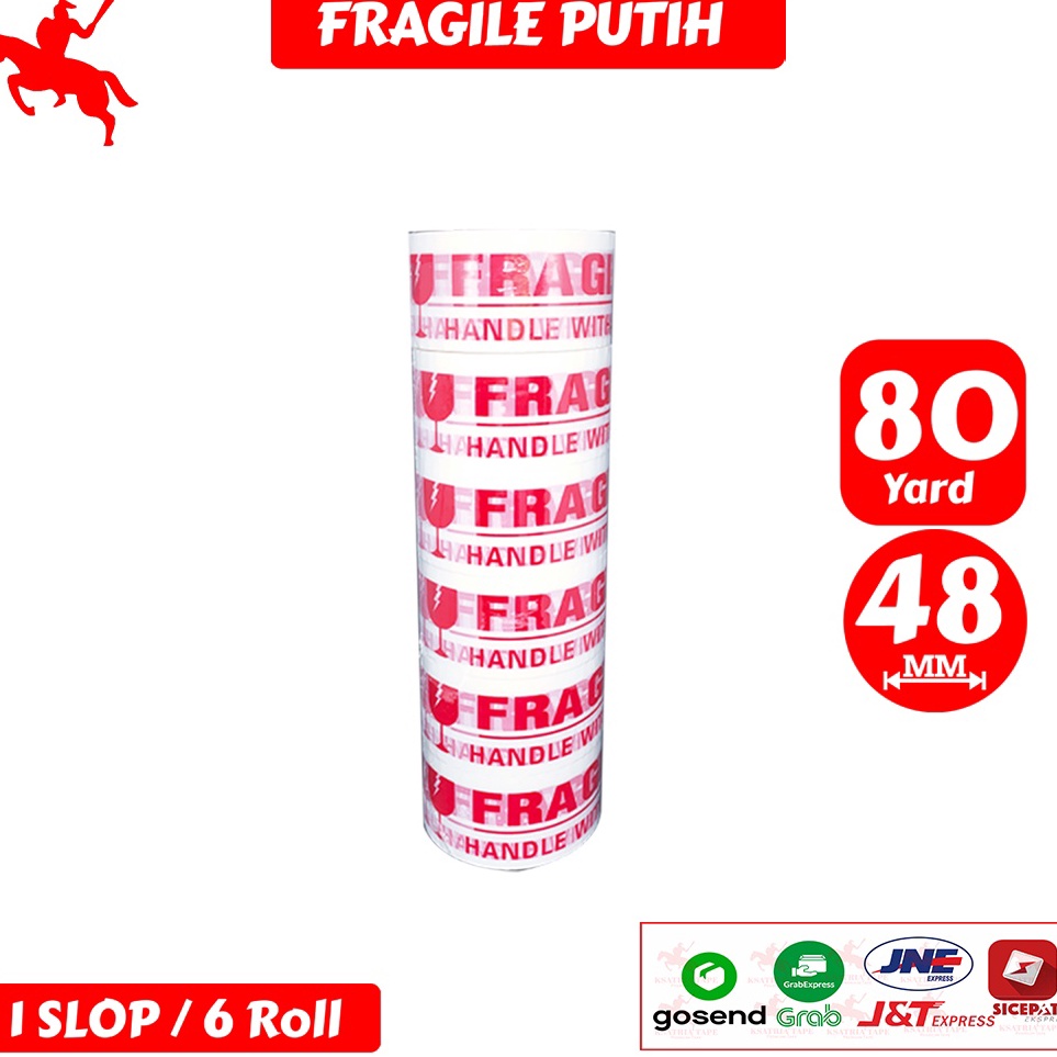 

Lakban OPP Tape Lakban Fragile Putih KSATRIA Tape 8 Yard 1 Slop KODE Y6J4
