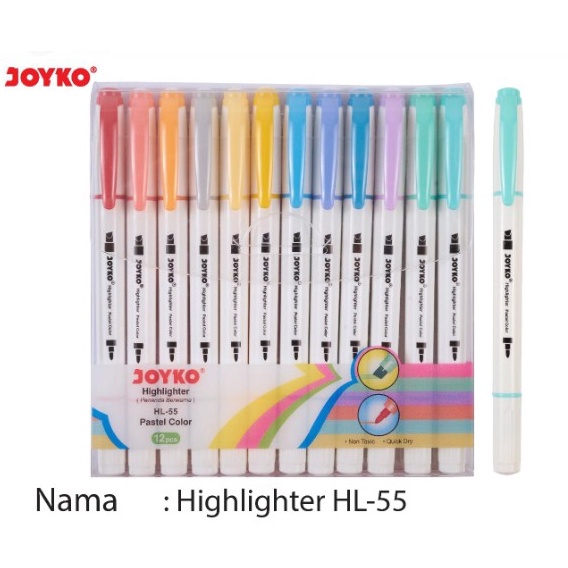 

KODE B93Y Highlighter Joyko HL55 12 Warna