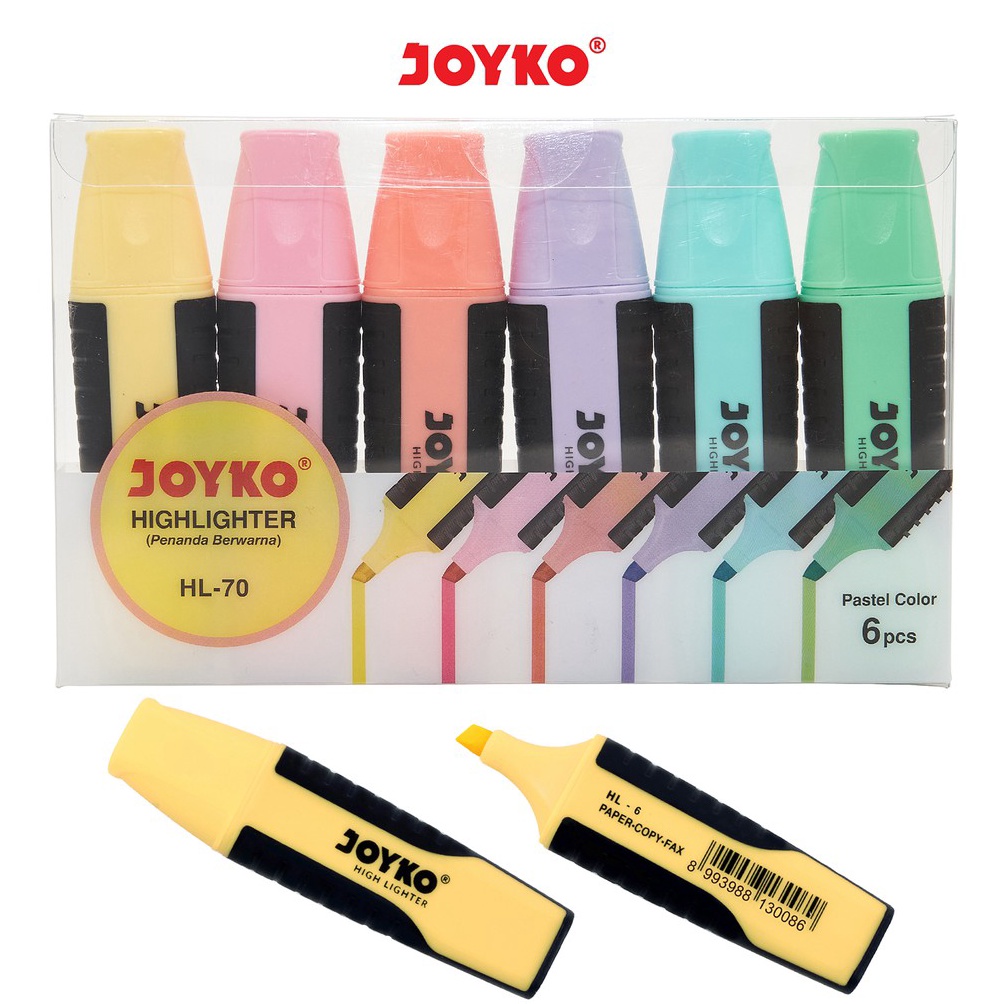 

KODE Q66H Highlighter Penanda Berwarna Joyko HL7 Pastel Color 1 Set 6 Pcs