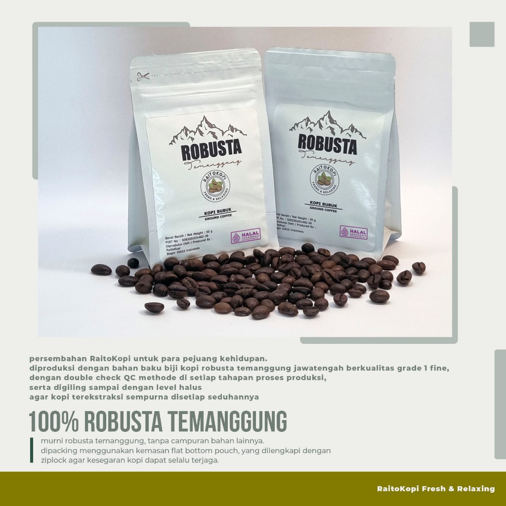 

Kopi Robusta Natural Temanggung Jawa - RaitoKopi - Kopi Bubuk 100 gram