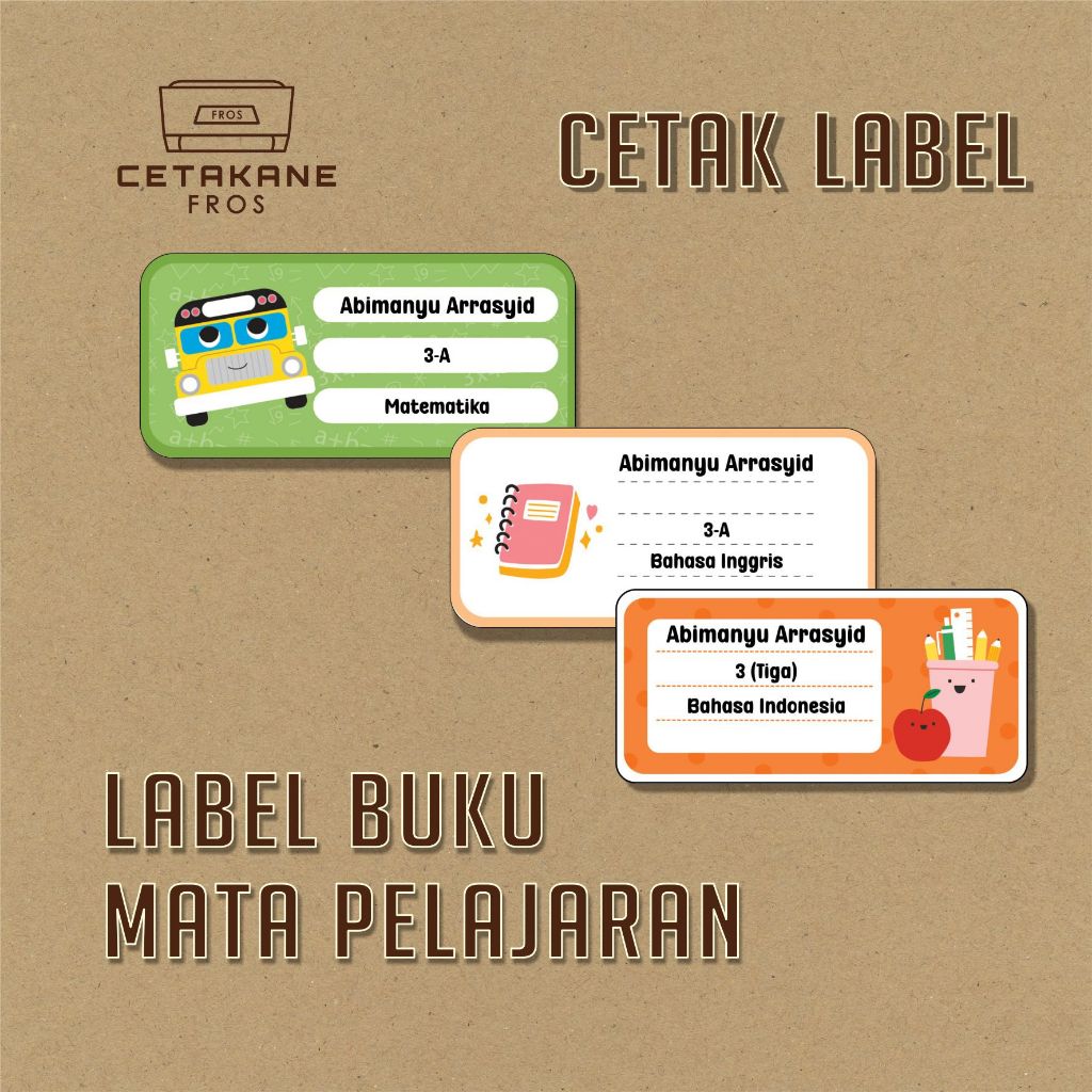 

Cetak Label Buku Mata Pelajaran / Label Mapel / Label Buku / Stiker Label