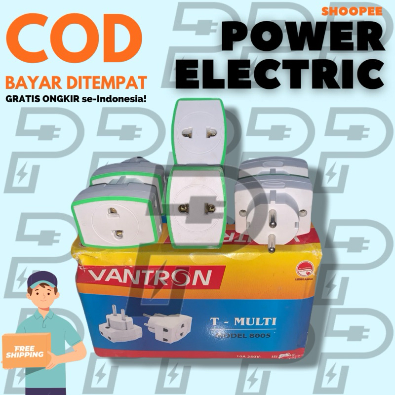 VANTRON Steker T Multi / Colokan T Multi 3 Lubang / T Mini / Colokan Listrik