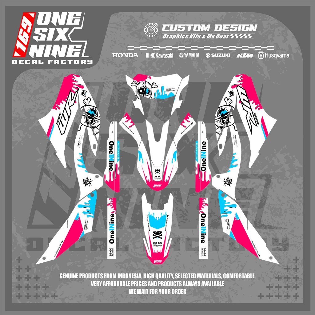 Decal Yamaha Wr 155 Dripp Putih Pink Superglossy - Decal Custom Yamaha Wr 155
