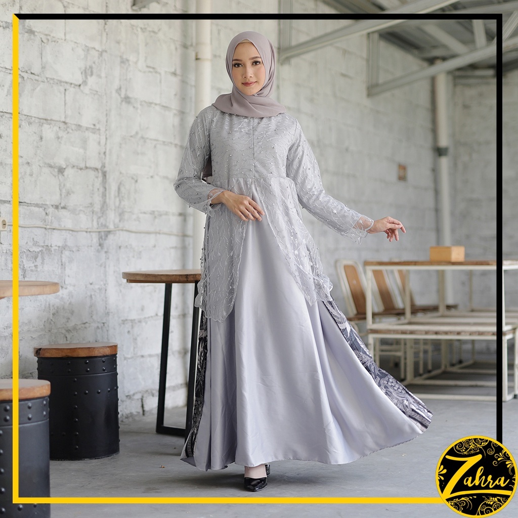 AUDRINA BUSANA - ZAHRA GAMIS SET BROKAT KONDANGAN TERBARU VELVET MIX BATIK PEKALONGAN