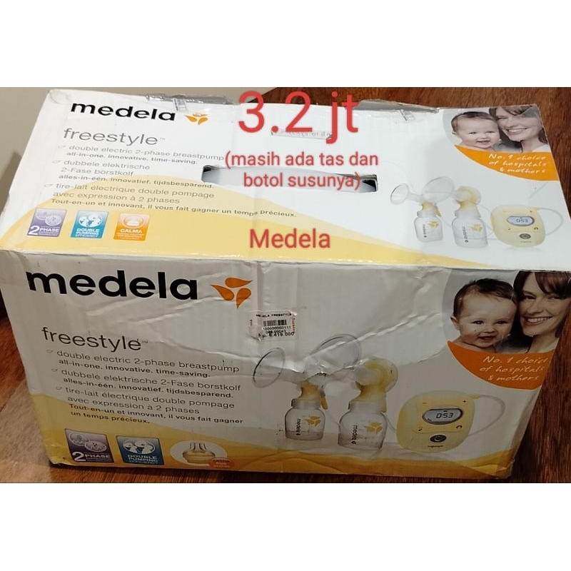 SALE Breastpump pompa asi elektrik double Free style Medela bonus tas dan botol susu preloved like n