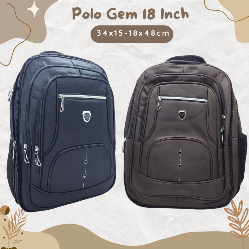 Tas Laptop Polo GEM 18" EKSPANDING + KUNCI NOMOR + USB + ORIGINAL / Tas Punggung Polo GEM  18 INCHI 