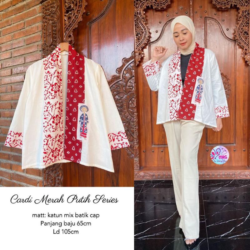 Cardigan Merah Putih / Outer Batik / Cardigan Batik / Batik Merah Putih